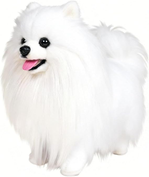 Realistic Pomeranian Plush Toy, Lifelike Puppy Stuffed Animal, Ultra Soft Fluffy Dog Doll, Cute Pet Companion for Kids, for Childrens Day & Birthday