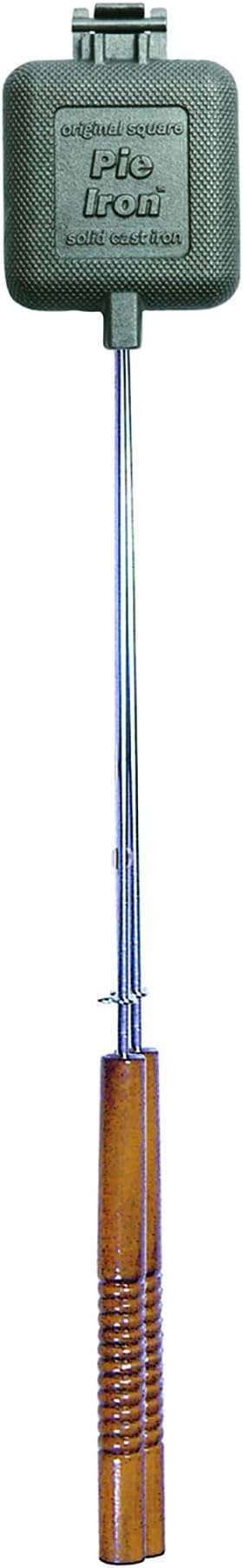 ROME Square Cast Iron Pie Iron Sandwich Cooker For Campfire Fire Pit and BBQ Use, Original Iconic Design, 28" Long With Steel Rods and Wood Handles #1705