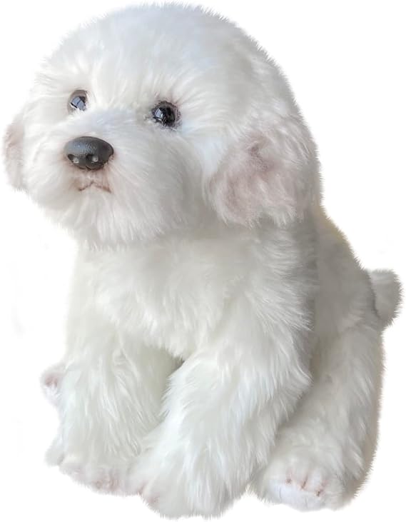 Realistic Plush Maltese Dog, Stuffed Animal,14" White Puppy Dog Toys | Soft plush fabric, PP cotton filling, airbrushed details, lifelike eyes and nose for bedroom decor, birthday gifts, dog lover