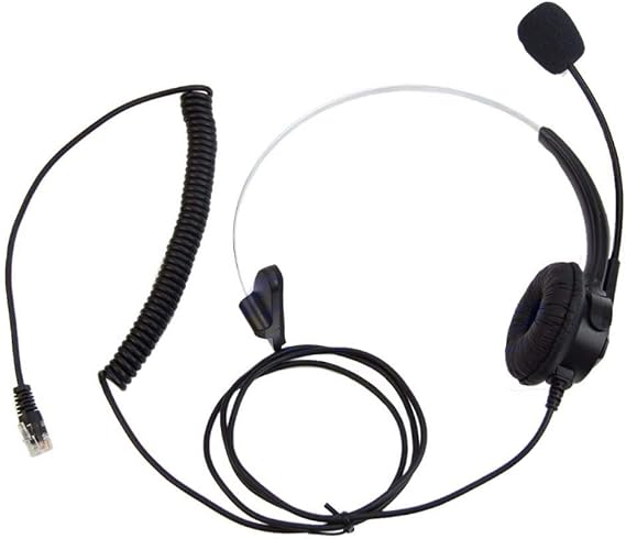 Black 4-Pin RJ11 Monaural Corded - Operator Call Center Telephone Headset Headphone BK