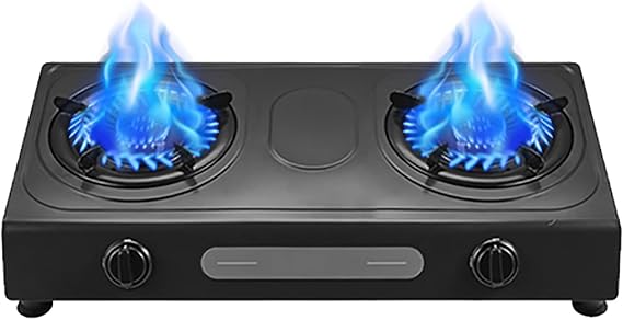 Gas Hob Kitchen Desktop Gas Stove,2-Zone Gas Hob, Portable Stainless Steel Cooker Gas Cooktop, Easy To Clean(Silver NG) (Silver NG)