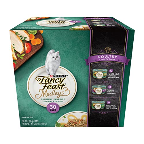 Purina Fancy Feast Medleys Poultry Collection Wet Cat Food Variety Pack - Pack of 30 3 oz. Cans