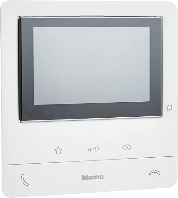 BTICINO 344652 Video Indoor Unit Class 100 V16B with 5 Inch (12.7 cm) Colour LCD Monitor 2 Call Buttons 3 Sensor and 4 Freely Configured Buttons LED Status Display and 16 Melodic Calling Tones