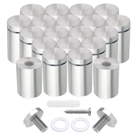 Stainless Steel Standoff Screws, 20Pcs 1/2 x 1 Inch Wall Standoff Sign Holders, Mounting Glass Hardware for Hanging Acrylic Picture Frame, Advertising Kit