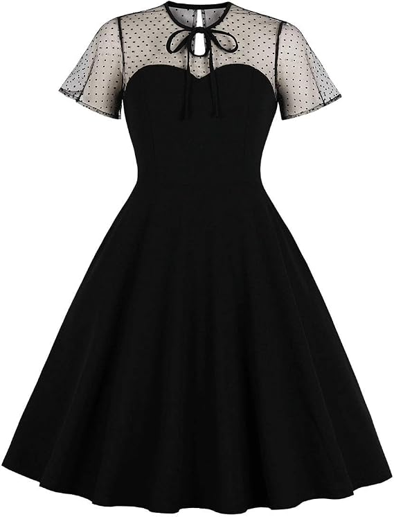 Women's Vintage Polka Dot 1950s Audrey Retro Rockabilly Prom Dress 50's 60's A-Line Cocktail Party Swing Dress