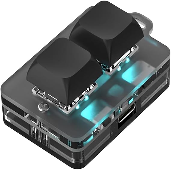 LICAEVEY USB 2-Key Mini Keypad, Support Programming Macro and Software Blue Switch Custom Keyboard with RGB Light, Support Bluetooth and USB C Connection