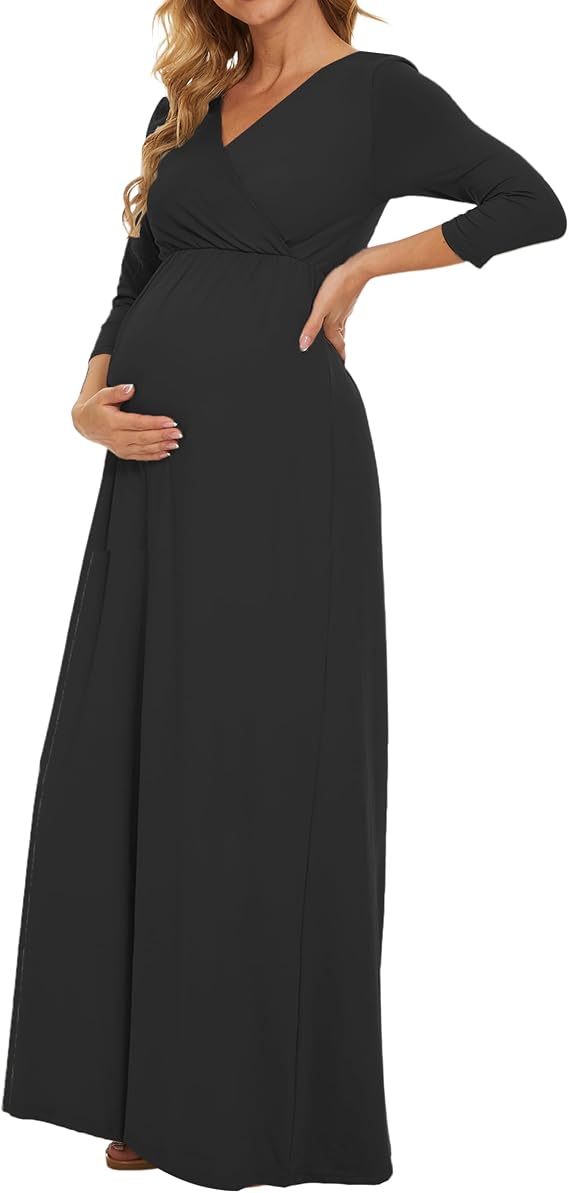 KIM S Maternity Maxi Dress for Baby Shower and Photoshoot