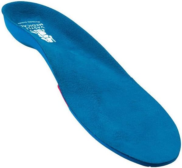 Vasyli Blue Medium Density 6 Degree Orthotic Insoles - Unisex Adults - 1 Pair - Full Length - Heat Mouldable - Corrects Pronation & Provides Arch Support