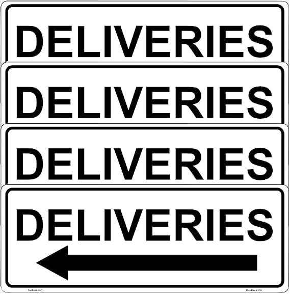 4 Pcs Deliveries Sign with Arrow Sticker - 20 cm x 7.5 cm - Self Adhesive Vinyl (Left)