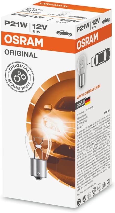 Osram 7506 Original Lamps with Metal Bases, 12 V, 21 W (10 Pack)