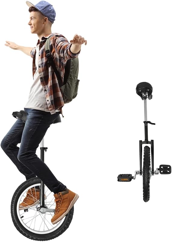 24 Inch Wheel Unicycle Wheel Outdoor Unicycle with Adjustable Seat Exercise Bicycle Unicycle Maximum Weight 80KG/176LBS Outdoor Sports Fun Bike for Office Workers Cycling Enthusiasts