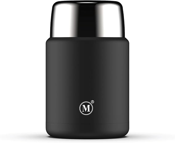 Minimal Stainless Steel Vacuum Insulated Food Jar (Black, 17 oz)