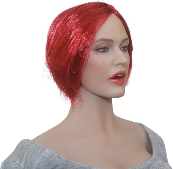 1/6 Female Head Sculpt with Short Red Hair for 12" Female Body