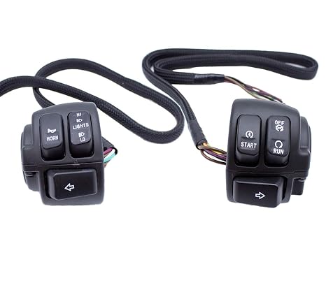 1 Pair 1" Handlebar Control Switches Wiring Harness Kit for Harley Sportster Dyna Softail 1996-2014