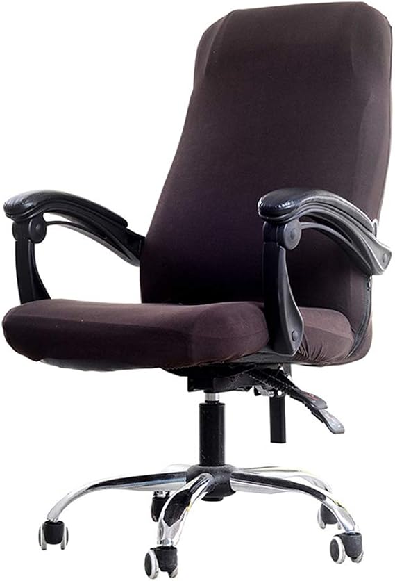 Computer Office Chair Covers for Stretch Universal Rotating Chair Desk Chairs ONLY Chair Covers (Brown, Medium)