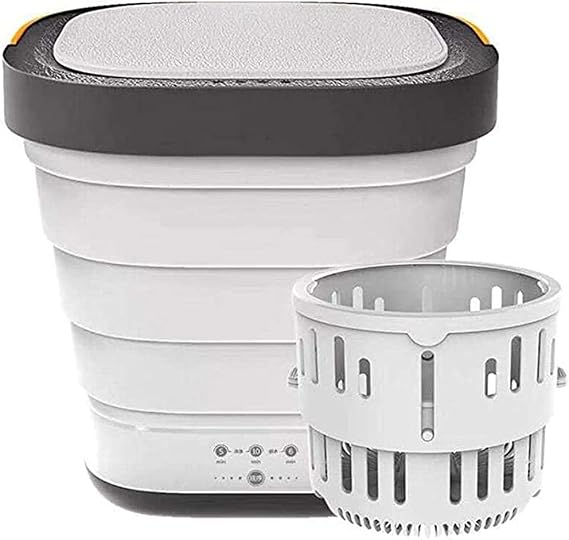 Portable Washing Machine Dryer,Mobile Foldable Washing Machine Camping Dryer Mini Compact Automatic Machine Wash,Small Bucket,Pink,Grey