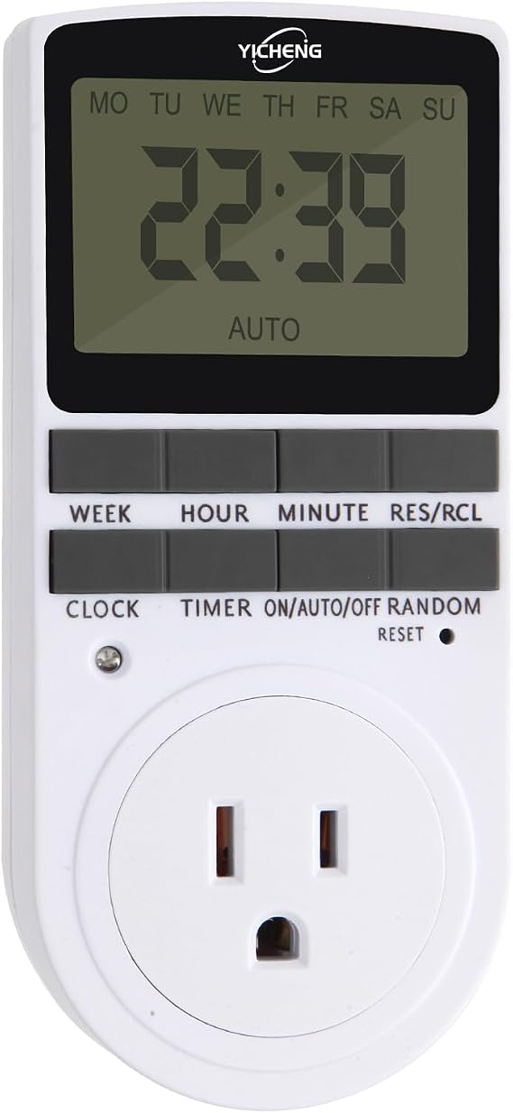 Timers Plug 7-Day 24 Hour Infinite Repeat Cycle Programmable Timed Electrical Power Switch with Countdown Delay on Off Function for Lights and Appliances