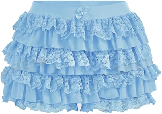 Women Lace Trim Lolita Layered Ruffles Bloomers Short Frill Pumpkin Bottom Elastic Short Pants