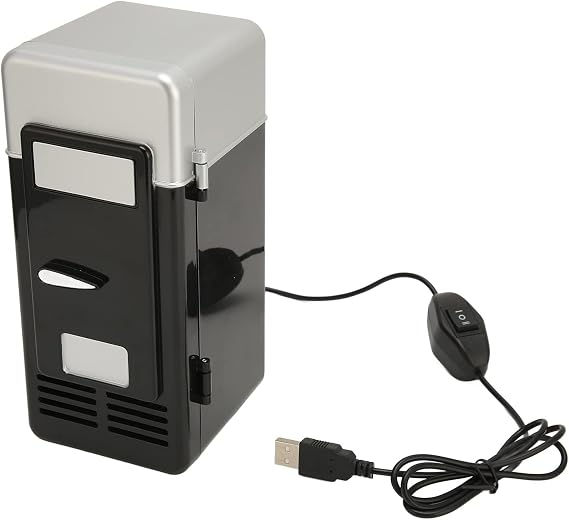Mini USB Fridge Cooler Beverage Drink Cans Cooler Warmer Refrigerator for Laptop Bedroom, Portable Cold Fridge for Soda Single Can Cooler Red USB Powered Retro Fridge Desk Office