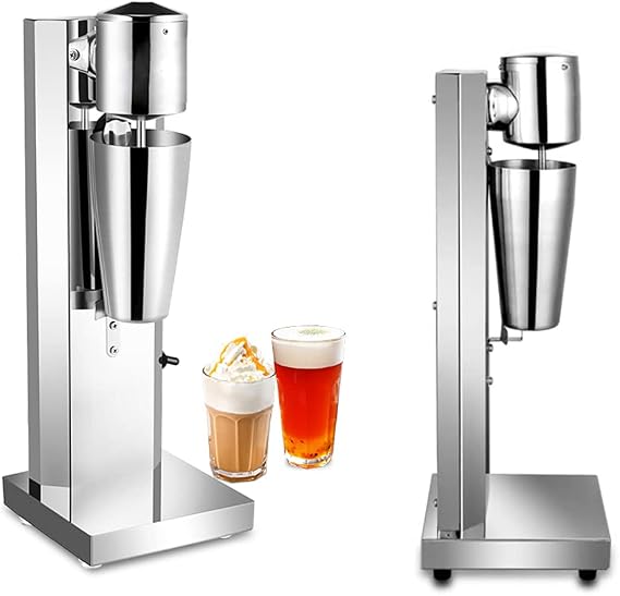 Milkshake Maker Machine Commercial Milk Shake Maker Mixer, Electric Malt Maker Machine, Drink Mixer with Single Head Malt Blender Stainless Steel Two-Speed 110V 180W 18000rmp (US Stock)
