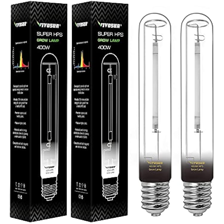 VIVOSUN 2-Pack 400 Watt High Pressure Sodium HPS Grow Light Bulb Lamp - High PAR Enhanced Red and Orange Spectrums CCT 2100K, Ultra Bright 55,000 Lumens