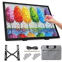 Zocelight Light Box A3 with Bag/Stand,3000mAh Battery,Rechargeable led Light pad,3 Colors dimmable and 6 Brightness dimming Light Table for Diamond Painting,Drawing,Sketching,Tattoo,Vinyl Weeding