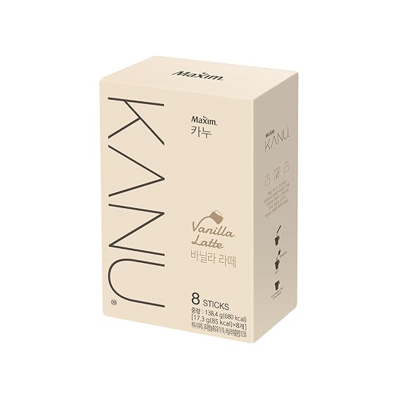 Kanu Vanilla Latte Korean Instant Coffee, Camping Essentials 17.3g x 8 Sticks