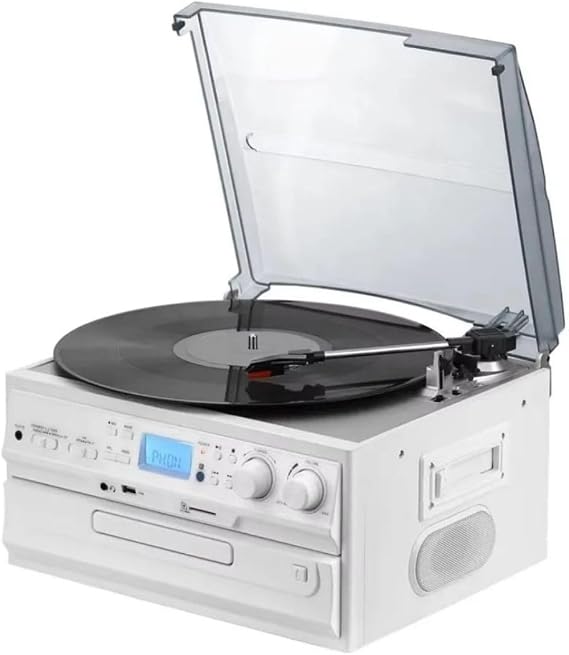 Beyaz Nostaljik Pikap CD Çalar Bluetoothlu Kumandalı Radyo Mp3 USB 33-45-78 lik Plaklar