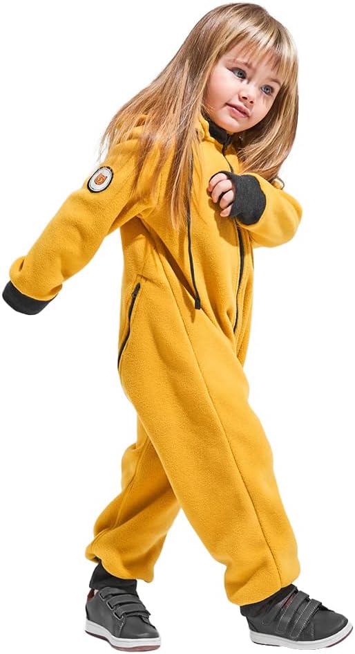 Kids Overalls One-Piece Coverall Baby Fleece Romper Jumpsuit Hooded Winter Bodysuit Unisex Toddler Snowsuit Zipper Onesie