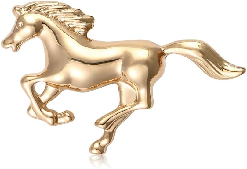 Gold-Toned Running Horse Brooch Pin for Women Men Vintage Pony Steed Animal Brooches Elegant Christmas Birthday Holiday Dress Costume Accessories Jewelry