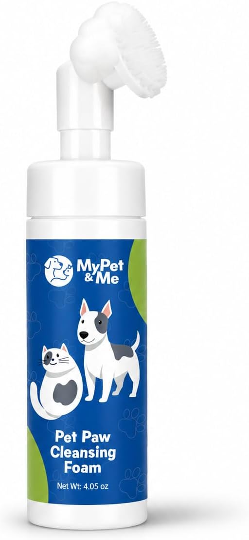 My Pet & Me Dog Paw Cleaner with Built-in Silicone Brush No-Rinse Foaming Paw Washer for Dogs & Cats Waterless Foam Cleanser with Coconut Oil for Muddy Paws, Small & Large Dogs, Puppies, 4.05 oz