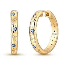 14K Gold Huggie Earrings Plated 925 Sterling Silver Earrings for Women Cubic Zirconia Hypoallergenic Hoop Earrings Fashion Jewelry for Women