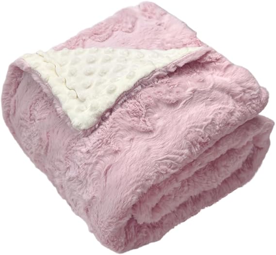 BUTTZO Baby Blanket for Boys Girls Toddlers,Fuzzy Soft Warm Cozy Minky Dot Receiving Blanket,Baby Newborn Blanket Shower Gifts (Pink, 30 X 40 inch)