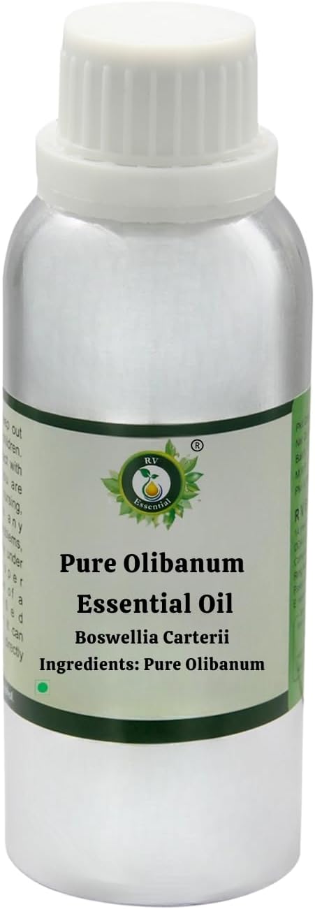 Olibanum Essential Oil | Boswellia Carterii | for Skin | Hair | Nails | Face | Hydrating | Soap and Candle Making | Aroma | 100% Pure Natural | Steam Distilled | 630ml | 21oz By R V Essential