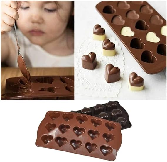 Orret Home Kalp Şekilli Silikon Çikolata Kalıbı,Şeker Ve Buz Kalıbı,Pasta Ve Sofra Süslemesi İçin Silikon Kolay Çıkarılabilir Kalıp (2 Adet)