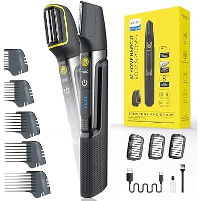 YIRISO Manscape Groin & Body Hair Trimmer, Back Shaver for Men, Dual-Head Trimmer & Foil Blades, Pubic Hair Trimmer Men, Ball Shaver, Body Hair Groomers, Waterproof WetDry Body Groomer