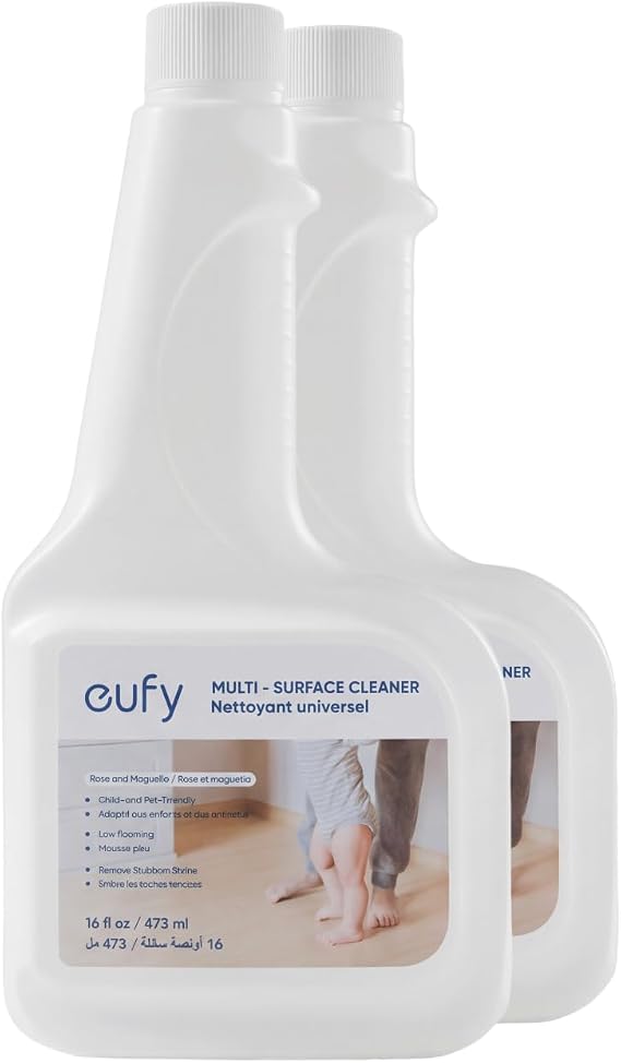 eufy RoboVac Hard Floor Cleaning Solution (2 Bottles), Dilution Ratio 1:200, 473 ml, Floor Cleaner, Plant-Based,Compatible with Omni C20, X8 Pro, X10 Omni, G series, L Series
