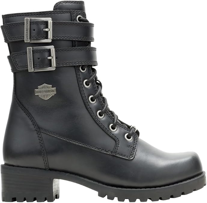 Harley-Davidson Footwear Womens Leyton Motorcycle Casual Boots Ankle Low Heel 1-2" - Black
