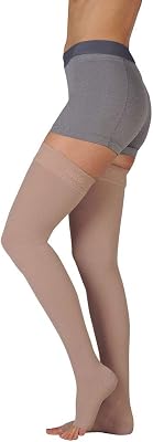 Juzo Basic 4411ag 20-30mmhg Thigh-High Open Toe Compression Stocking,Black,2 II