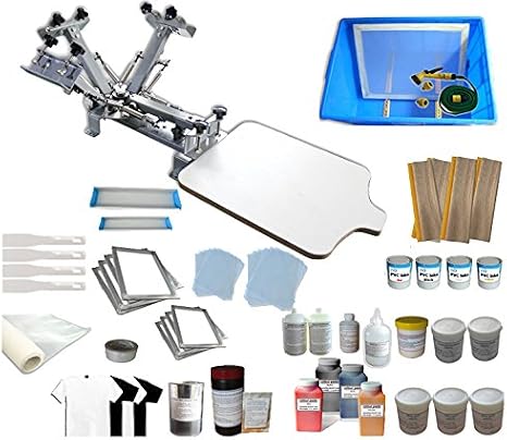 Screen Printing Machine 1 Station 4 Color Screen Printing Kit for T-Shirt DIY Screen Printing Press