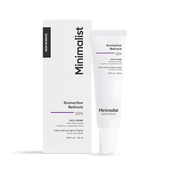 Minimalist Granactive Retinoid 02% Face Cream | Anti Aging Night Cream | Reduces Wrinkles & Fine Lines | Improves Skin Elasticity, Boosts Collagen for Radiant & Glowing Skin | 1 Fl Oz / 30 ml