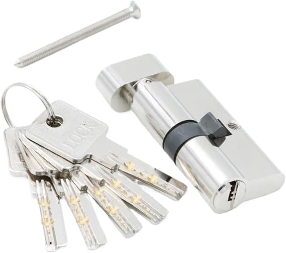 Security Copper Door Cylinder 55-90mm Interior Bedroom Handle Brass Key Lock Core for Homes, Offices, Etc(DC-60MM)