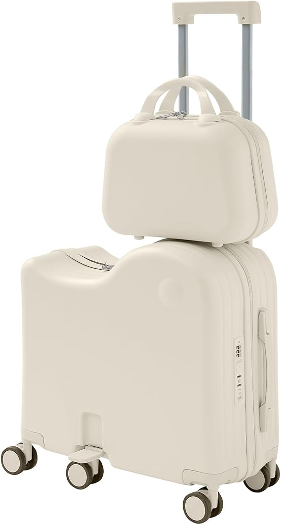 Ride-On Luggage, 6-Wheel Kids Suitcase with Cup Holder, Portable Bag
