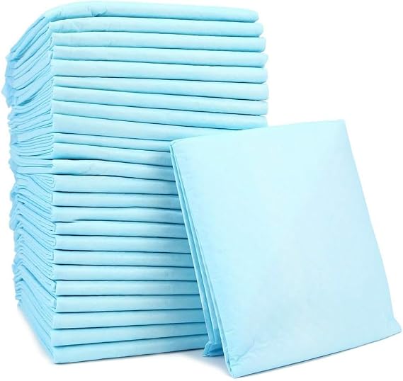 Disposable Tray Liners, 25 or 50 Super Absorbent Training Pads, 5-Layer Leak-Proof Kitten Cat Litter Liner Mat XL Large 60 x 45 cm Pink Blue Litter Box for Leak Proof Disposable System (25 Pack Blue)