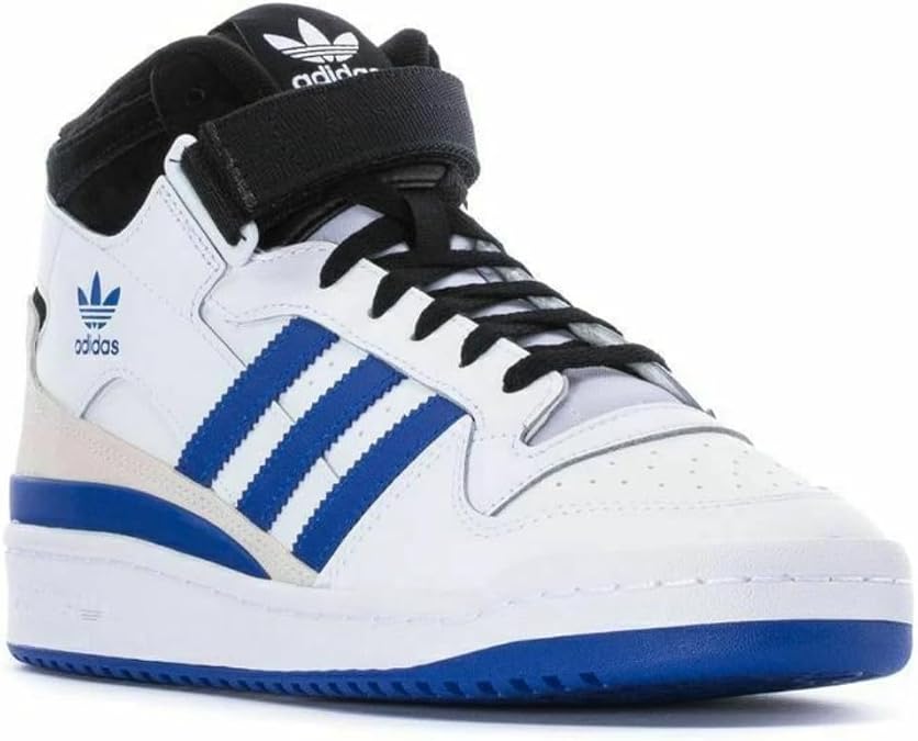Mens Basketball Shoe Forum Mid (White/Black/Blue) by adidas
