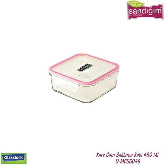 Glasslock Kare Cam Saklama Kabi 490 Ml