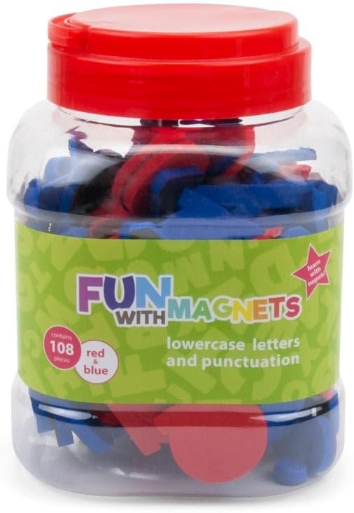 Fun with Magnets 108 Lowercase Magnetic Foam Letters + Punctuation (Red & Blue)