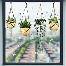 Succulent Window Clings Wall Stickers, PVC Double-Sided Hanging Green Plant Butterfly Anti Collision Removable Window Decals, Decals for Home Party Shop Display