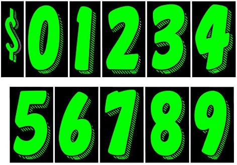 EZ Line Vinyl Decals for Cars Chartreuse Large Number Stickers 13 Dozen Windshield Numbers Pro Pack Dealer Supplies