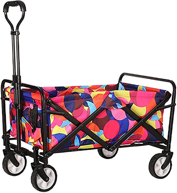 Camping Wagon Trolley bag Collapsible beach folding Trolley Heavy Duty 70kg Utility Garden Yard steel frame Removable With seat belt Shopping Cart 4 big rubber Wheels 5 Large 65L